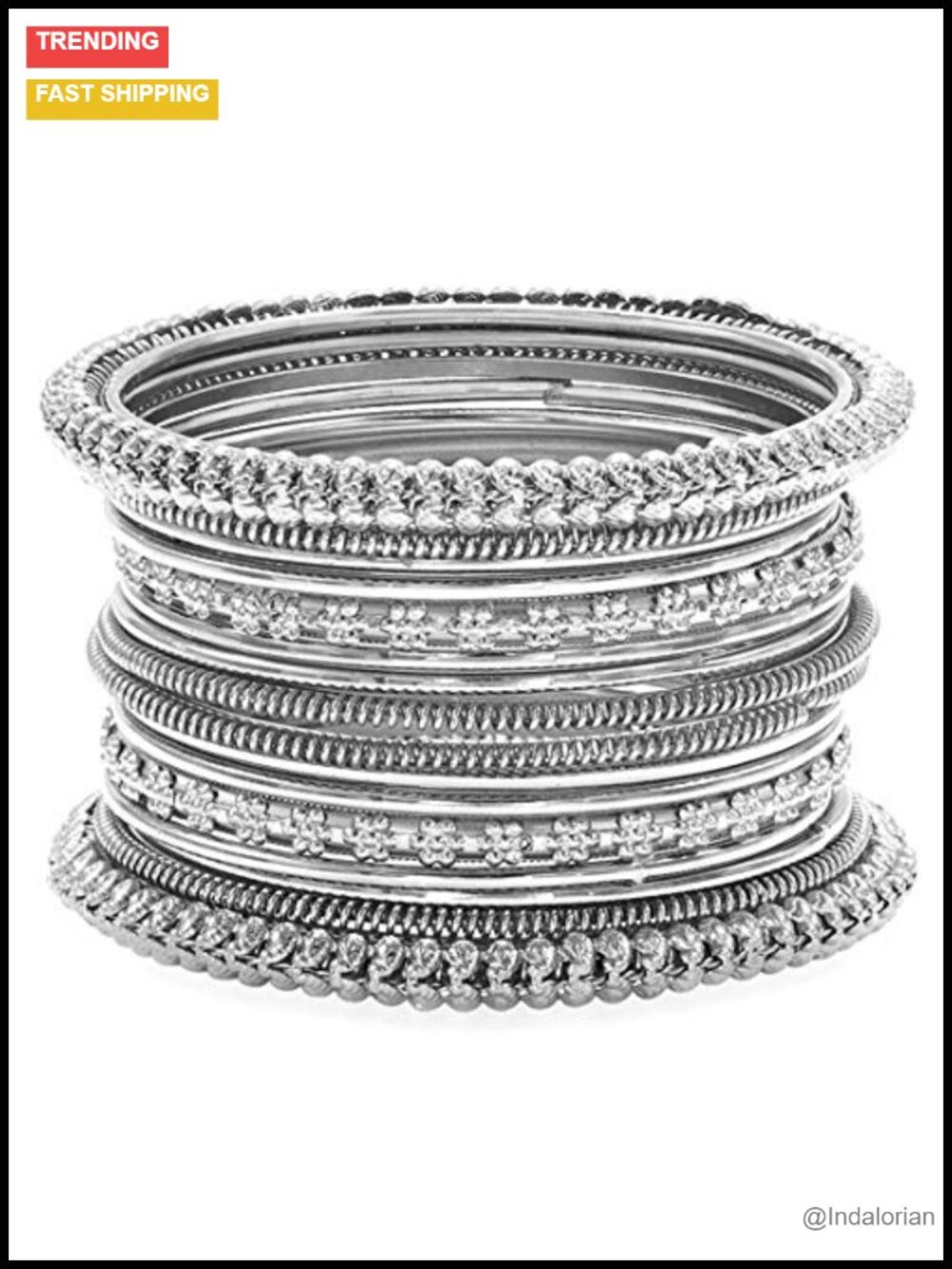 Aheli Tribal Vintage Silver Oxidised Bangle Bracelet Women Size 2.6